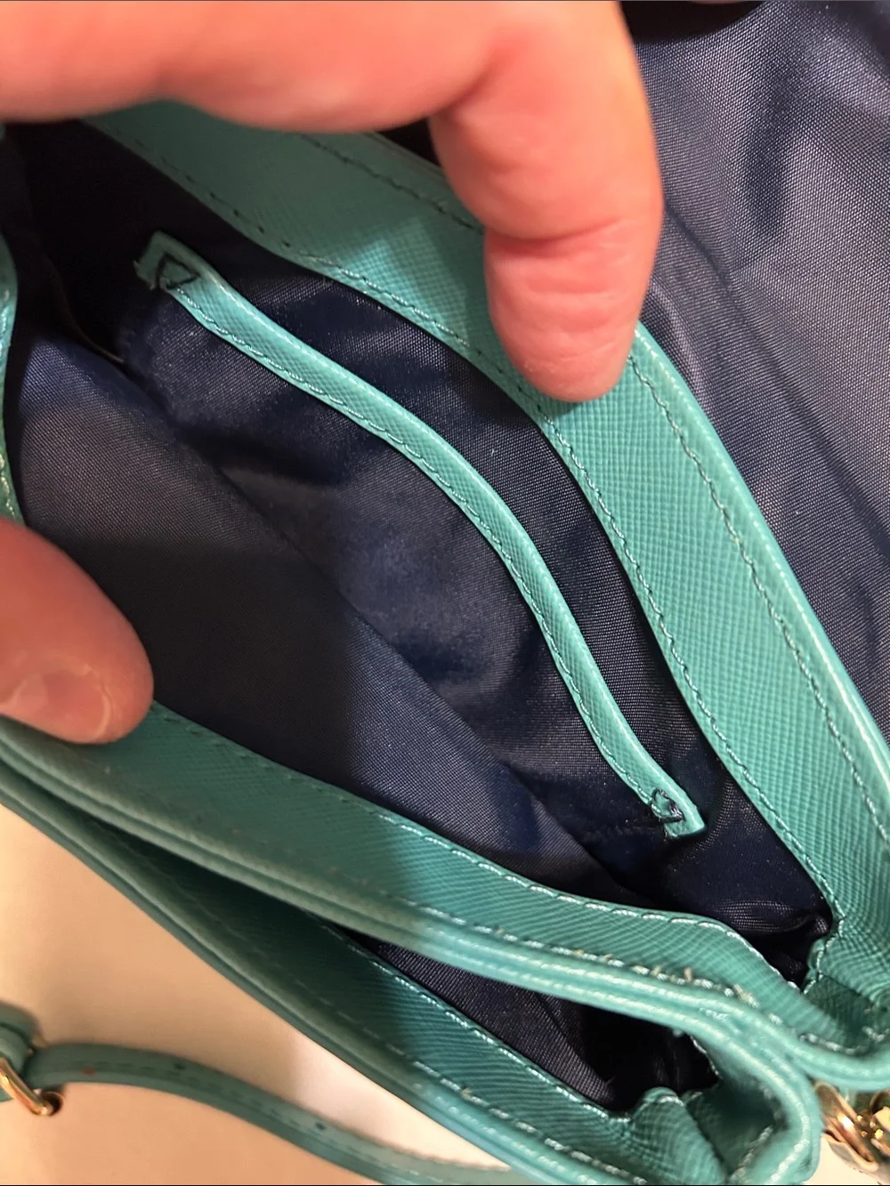 Tory Burch Teal Leather Crossbody with Gold Logo